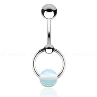 TOOLSSIDE VCH Piercing Jewelry with Opalite Stone Titanium Belly Button Ring Navel Piercing Jewelry Belly Rings for Women 14G Belly Button Piercing