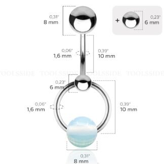 TOOLSSIDE VCH Piercing Jewelry with Opalite Stone Titanium Belly Button Ring Navel Piercing Jewelry Belly Rings for Women 14G Belly Button Piercing