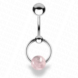 TOOLSSIDE VCH Piercing Jewelry with Rose Quartz Stone Stainless Steel Belly Button Ring Navel Piercing Jewelry Belly Rings for Women 14G Belly Button Piercing