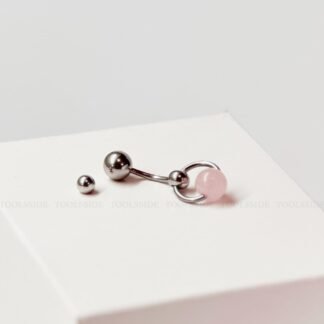 TOOLSSIDE VCH Piercing Jewelry with Rose Quartz Stone Stainless Steel Belly Button Ring Navel Piercing Jewelry Belly Rings for Women 14G Belly Button Piercing