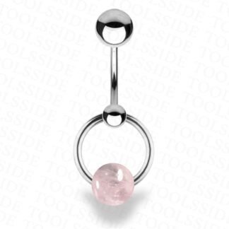 TOOLSSIDE VCH Piercing Jewelry with Rose Quartz Stone Stainless Steel Belly Button Ring Navel Piercing Jewelry Belly Rings for Women 14G Belly Button Piercing