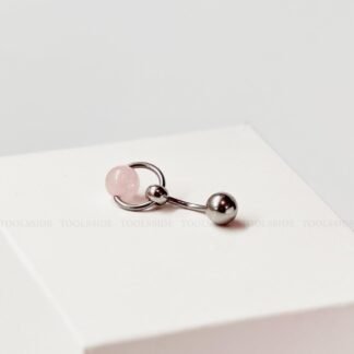 TOOLSSIDE VCH Piercing Jewelry with Rose Quartz Stone Stainless Steel Belly Button Ring Navel Piercing Jewelry Belly Rings for Women 14G Belly Button Piercing