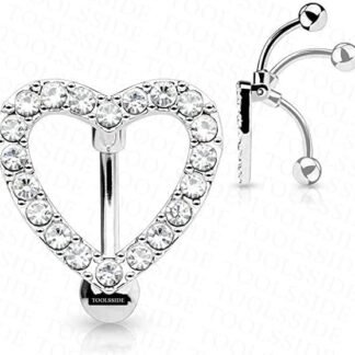 TOOLSSIDE VCH Piercing Jewelry with Shining Stones Stainless Steel Heart Belly Button Ring Navel Piercing Jewelry Belly Rings for Women 14G Belly Button Piercing