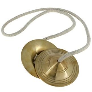 Traditional Indian Brass Manjeera Hand Cymbals, 3 Inches, Musical Percussion Instrument for Kirtan