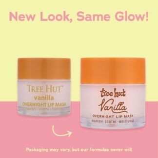 Tree Hut Vanilla Overnight Lip Mask, Deeply Hydrating Leave-On Treatment for Soft Lips, Self Care Essential, 6 oz