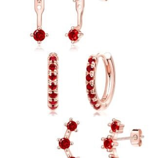 Trendy Small Earrings Stack for Women, 3 Pairs Gold Plated Hypoallergenic Dainty Cute Stud Huggie Jacket Set, Women Fashion Accessories Holiday Birthstone Western Jewelry...