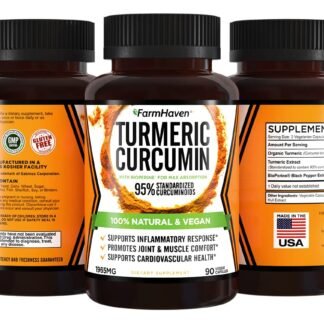 Turmeric Curcumin with BioPerine Black Pepper & 95% Curcuminoids, 1965mg, Maximum Absorption for Joint Support, Non-GMO Turmeric Capsules, Made in USA - 90 Veg Caps