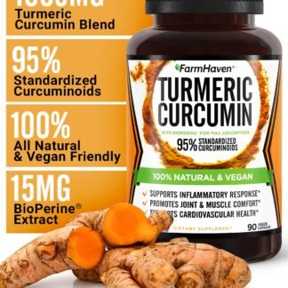 Turmeric Curcumin with BioPerine Black Pepper & 95% Curcuminoids, 1965mg, Maximum Absorption for Joint Support, Non-GMO Turmeric Capsules, Made in USA - 90 Veg Caps