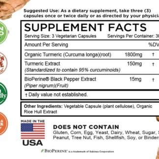Turmeric Curcumin with BioPerine Black Pepper & 95% Curcuminoids, 1965mg, Maximum Absorption for Joint Support, Non-GMO Turmeric Capsules, Made in USA - 90 Veg Caps