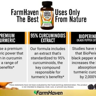 Turmeric Curcumin with BioPerine Black Pepper & 95% Curcuminoids, 1965mg, Maximum Absorption for Joint Support, Non-GMO Turmeric Capsules, Made in USA - 90 Veg Caps