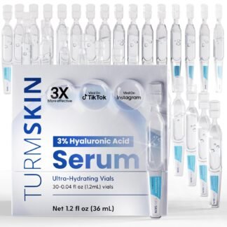 TURMSKIN® Hyaluronic Acid Serum Ampoules [ULTRA HYDRATING VIALS] - 3% Hyaluron Booster for Glass Skin & Anti Aging - 24 Hours Hydration - Soft PE Triple Hyaluronic Complex for...