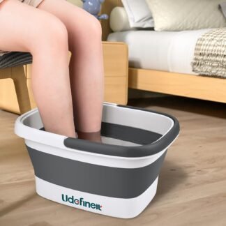Udefineit Collapsible Foot Soaking Tub with Handle, 15L/4 Gallons, Portable Pedicure Feet Spa Tub, Plastic Feet Soaking Basin with Acupressure Massage Points, Folding Foot Spa...