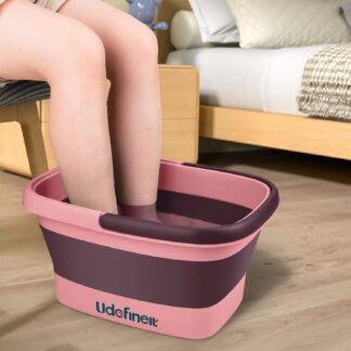 Udefineit Collapsible Foot Soaking Tub with Handle, 15L/4 Gallons, Portable Pedicure Feet Spa Tub, Plastic Feet Soaking Basin with Acupressure Massage Points, Folding Foot Spa...