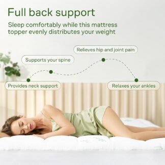 Ultra Soft Twin Size Mattress Topper - Viscose Made from Bamboo Pillow Top Mattress Pad for Back Pain Relief - Naturally Cooling for Hot Sleepers, Green