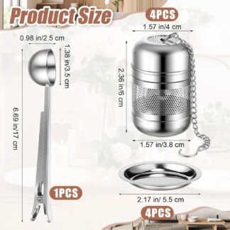 Umigy 4 Pcs Tea Infuser Strainers for Loose Tea with Scoop, Extra Fine Mesh Steeper 304 Stainless Steel Diffuser Leaf Holder with Extended Chain Hook for Brew, Spices, Seasoning...