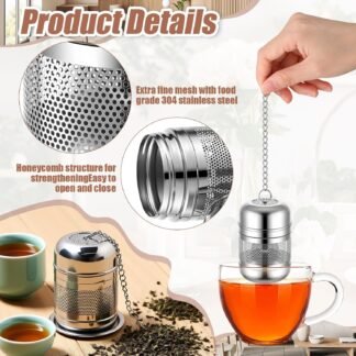 Umigy 4 Pcs Tea Infuser Strainers for Loose Tea with Scoop, Extra Fine Mesh Steeper 304 Stainless Steel Diffuser Leaf Holder with Extended Chain Hook for Brew, Spices, Seasoning...