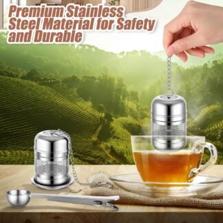 Umigy 4 Pcs Tea Infuser Strainers for Loose Tea with Scoop, Extra Fine Mesh Steeper 304 Stainless Steel Diffuser Leaf Holder with Extended Chain Hook for Brew, Spices, Seasoning...