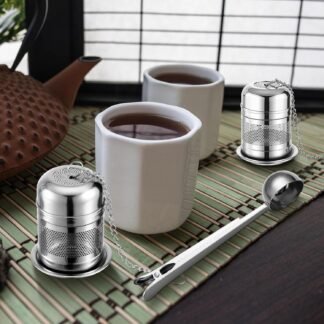 Umigy 4 Pcs Tea Infuser Strainers for Loose Tea with Scoop, Extra Fine Mesh Steeper 304 Stainless Steel Diffuser Leaf Holder with Extended Chain Hook for Brew, Spices, Seasoning...