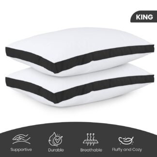 Utopia Bedding Bed Pillows for Sleeping King Size Black Set of 2 Soft Fluffy Pillow with Down Alternative Filling Cooling Hotel Quality Gusseted Pillow for Back - lunas-mystic-emporium.com Utopia Bedding Bed Pillows for Sleeping King Size (Black), Set of 2, Soft & Fluffy Pillow with Down Alternative Filling, Cooling, Hotel Quality, Gusseted Pillow for Back,...