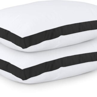 Utopia Bedding Bed Pillows for Sleeping Queen Size (Black), Set of 2, Soft & Fluffy Pillow with Down Alternative Filling, Cooling, Hotel Quality, Gusseted Pillow for Back,...