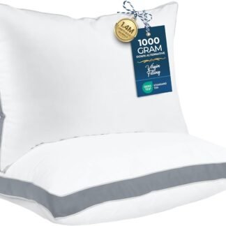 Utopia Bedding Bed Pillows for Sleeping Queen Size (Grey), Set of 2, Soft & Fluffy Pillow with Down Alternative Filling, Cooling, Hotel Quality, Gusseted Pillow for Back,...