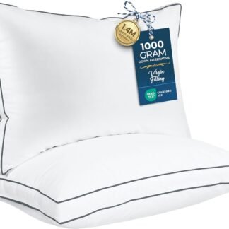 Utopia Bedding Bed Pillows for Sleeping Queen Size (Grey/White) Set of 2, Soft & Fluffy Pillow with Down Alternative Filling, Cooling, Hotel Quality, Gusseted Pillow for Back,...