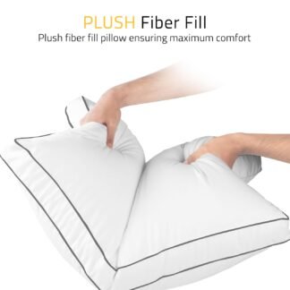 Utopia Bedding Bed Pillows for Sleeping Queen Size (Grey/White) Set of 2, Soft & Fluffy Pillow with Down Alternative Filling, Cooling, Hotel Quality, Gusseted Pillow for Back,...