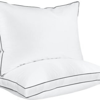 Utopia Bedding Bed Pillows for Sleeping Queen Size (Grey/White) Set of 2, Soft & Fluffy Pillow with Down Alternative Filling, Cooling, Hotel Quality, Gusseted Pillow for Back,...