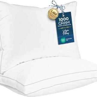 Utopia Bedding Bed Pillows for Sleeping Queen Size (White), Set of 2, Soft & Fluffy Pillow with Down Alternative Filling, Cooling, Hotel Quality, Gusseted Pillow for Back,...