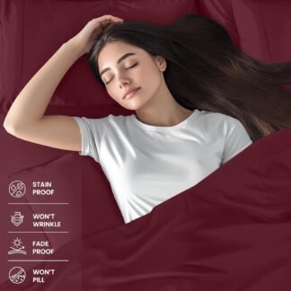 Utopia Bedding Full Sheet Set – 4 Piece Bed Sheets for Full Size Bed, Soft and Breathable Microfiber, Includes 1 Fitted Sheet, 1 Flat Sheet and 2 Pillowcases (Burgundy)