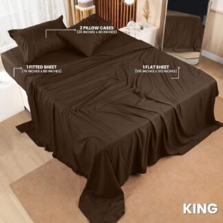 Utopia Bedding King Bed Sheets Set - 4 Piece Bedding - Brushed Microfiber - Shrinkage and Fade Resistant - Easy Care (King, Brown)