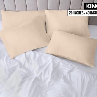Utopia Bedding King Pillow Cases - 4 Pack - Envelope Closure - Soft Brushed Microfiber Fabric - Shrinkage and Fade Resistant Pillow Covers King Size 20 X 40 Inches (King, Beige)