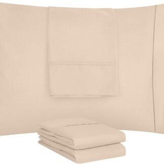 Utopia Bedding King Pillow Cases - 4 Pack - Envelope Closure - Soft Brushed Microfiber Fabric - Shrinkage and Fade Resistant Pillow Covers King Size 20 X 40 Inches (King, Beige)