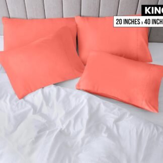Utopia Bedding King Pillow Cases - 4 Pack - Envelope Closure - Soft Brushed Microfiber Fabric - Shrinkage and Fade Resistant Pillow Covers King Size 20 X 40 Inches (King, Coral)