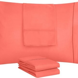Utopia Bedding King Pillow Cases - 4 Pack - Envelope Closure - Soft Brushed Microfiber Fabric - Shrinkage and Fade Resistant Pillow Covers King Size 20 X 40 Inches (King, Coral)