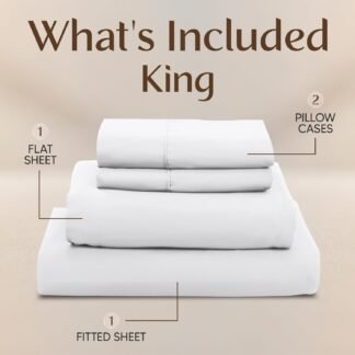 Utopia Bedding King Sheet Set 4 Piece Bed Sheets for King Size Bed, Hotel Luxury, Extra Soft, Cooling Bed Sheets - Wrinkle, and Fade Resistant (White)