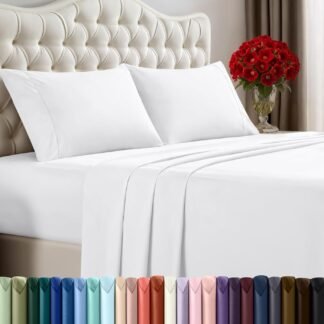 Utopia Bedding King Sheet Set 4 Piece Bed Sheets for King Size Bed, Hotel Luxury, Extra Soft, Cooling Bed Sheets - Wrinkle, and Fade Resistant (White)