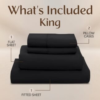 Utopia Bedding King Sheet Set – 4 Piece Bed Sheets for King Size Bed, Soft and Breathable Microfiber, Includes 1 Fitted Sheet, 1 Flat Sheet and 2 Pillowcases (Black)