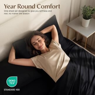 Utopia Bedding King Sheet Set – 4 Piece Bed Sheets for King Size Bed, Soft and Breathable Microfiber, Includes 1 Fitted Sheet, 1 Flat Sheet and 2 Pillowcases (Black)