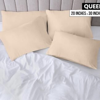 Utopia Bedding Queen Pillow Cases - 4 Pack - Envelope Closure - Soft Brushed Microfiber Fabric - Shrinkage and Fade Resistant Pillow Covers Queen Size 20 X 30 Inches (Queen, Beige)