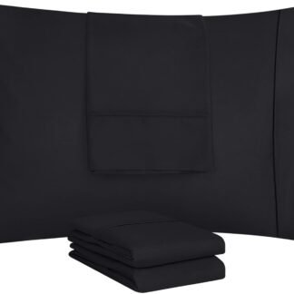 Utopia Bedding Queen Pillow Cases - 4 Pack - Envelope Closure - Soft Brushed Microfiber Fabric - Shrinkage and Fade Resistant Pillow Covers Queen Size 20 X 30 Inches (Queen, Black)