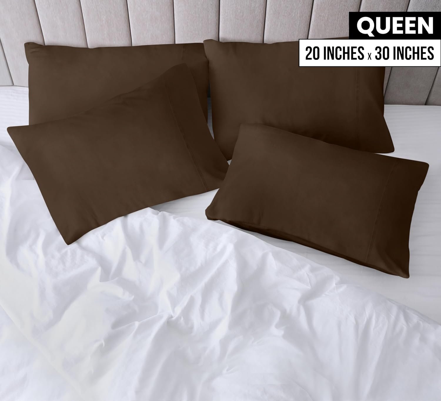 Utopia Bedding Queen Pillow Cases - 4 Pack - Envelope Closure - Soft Brushed Microfiber Fabric - Shrinkage and Fade Resistant Pillow Covers Queen Size 20 X 30 Inches Queen Brown - lunas-mystic-emporium.com Utopia Bedding Queen Pillow Cases - 4 Pack - Envelope Closure - Soft Brushed Microfiber Fabric - Shrinkage and Fade Resistant Pillow Covers Queen Size 20 X 30 Inches (Queen, Brown)
