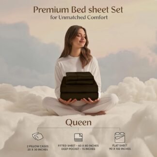 Utopia Bedding Queen Sheet Set – 4 Piece Bed Sheets for Queen Size Bed, Soft and Breathable Microfiber, Includes 1 Fitted Sheet, 1 Flat Sheet and 2 Pillowcases (Brown)