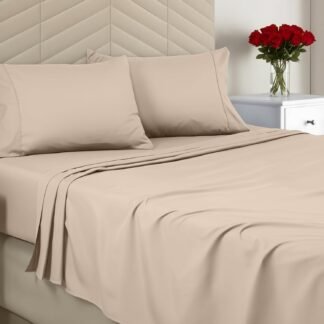 Utopia Bedding Queen Size 4 Piece Sheet Set - Brushed Microfiber - Soft Bed Sheets for Queen Size Bed Set - Includes 1 Fitted, 1 Flat, & 2 Pillow Cases - Deep Pocket (Beige)
