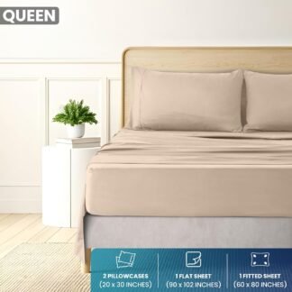 Utopia Bedding Queen Size 4 Piece Sheet Set - Brushed Microfiber - Soft Bed Sheets for Queen Size Bed Set - Includes 1 Fitted, 1 Flat, & 2 Pillow Cases - Deep Pocket (Beige)