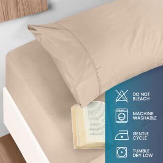Utopia Bedding Queen Size 4 Piece Sheet Set - Brushed Microfiber - Soft Bed Sheets for Queen Size Bed Set - Includes 1 Fitted, 1 Flat, & 2 Pillow Cases - Deep Pocket (Beige)