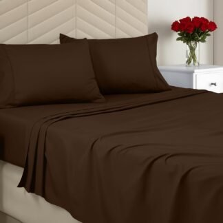 Utopia Bedding Queen Size 4 Piece Sheet Set - Brushed Microfiber - Soft Bed Sheets for Queen Size Bed Set - Includes 1 Fitted, 1 Flat, & 2 Pillow Cases - Deep Pocket (Brown)