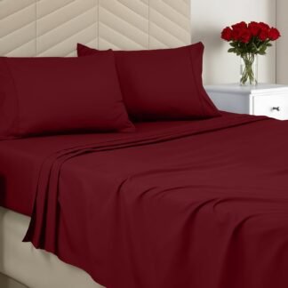 Utopia Bedding Queen Size 4 Piece Sheet Set - Brushed Microfiber - Soft Bed Sheets for Queen Size Bed Set - Includes 1 Fitted, 1 Flat, & 2 Pillow Cases - Deep Pocket (Burgundy)