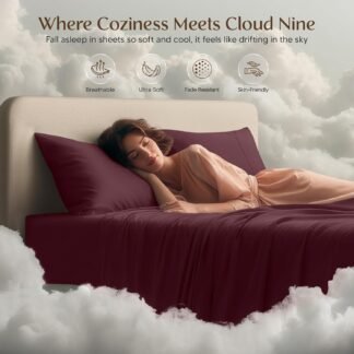 Utopia Bedding Queen Size Sheet Set – 4 Piece Bed Sheets, Soft and Breathable Microfiber, Includes 1 Fitted Sheet, 1 Flat Sheet and 2 Pillowcases – Oeko Tex (Burgundy)