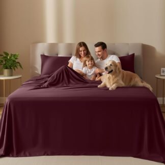 Utopia Bedding Queen Size Sheet Set – 4 Piece Bed Sheets, Soft and Breathable Microfiber, Includes 1 Fitted Sheet, 1 Flat Sheet and 2 Pillowcases – Oeko Tex (Burgundy)